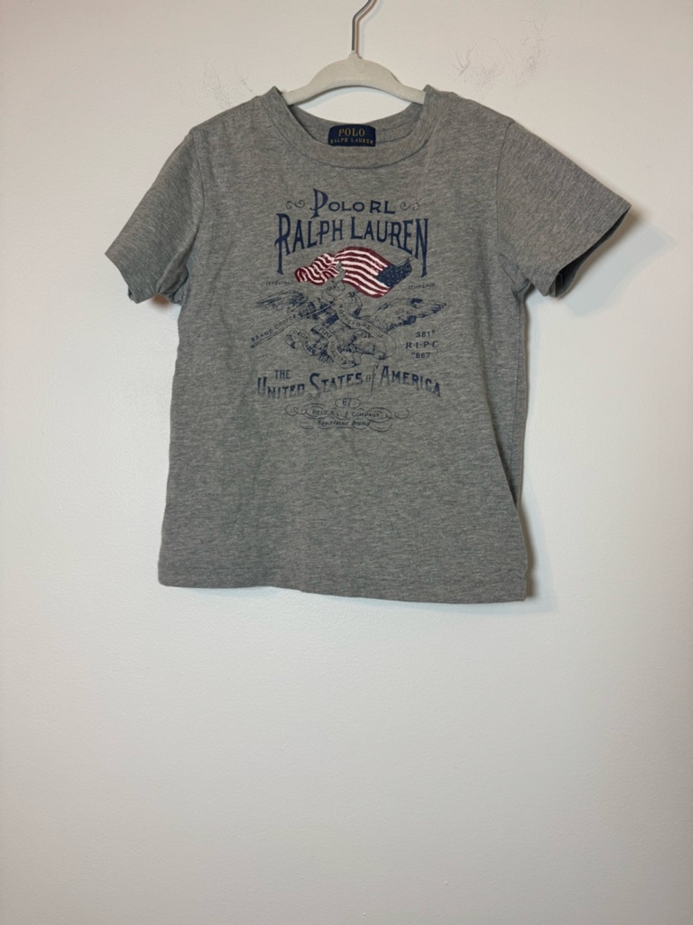 Polo Ralph Lauren Boys 4T Gray Graphic T Shirt Americana